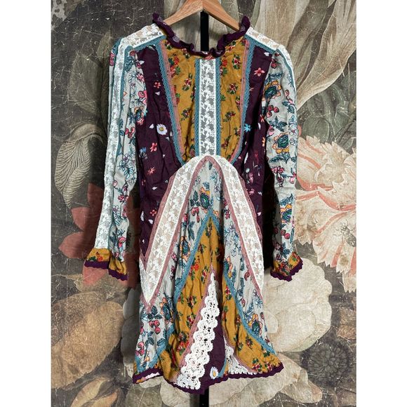 New Free People Fall To Pieces Mini Dress sz 4 - Picture 7 of 8